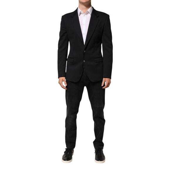 Dolce & Gabbana Dark Blue Cotton Men Jacket Coat Blazer Men's Suit